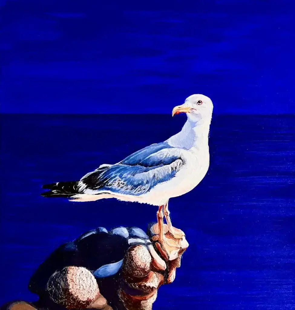 Seagull View - Oil painting on canvas, 49x49 cm