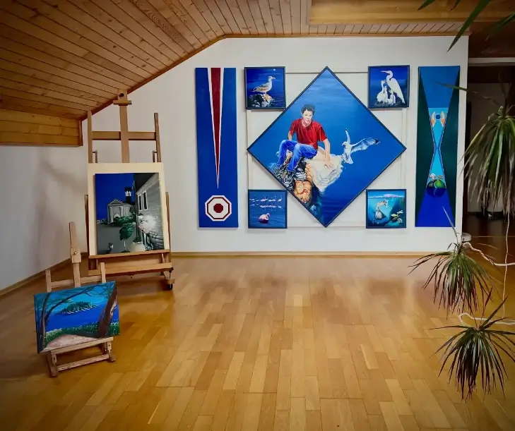 Artist's Studio - Original photography showing a view of the artist's studio with the latest painting works